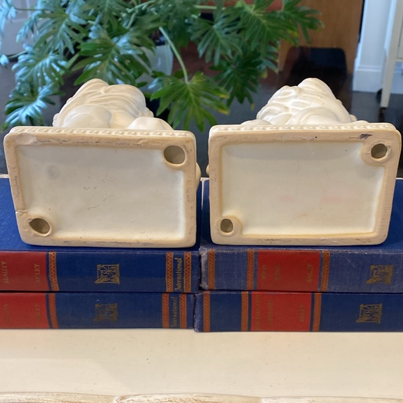 Vintage Chinese Foo Dog Ceramic Bisque Statues - Bookends - Shelf Decor - Picture 12 of 13